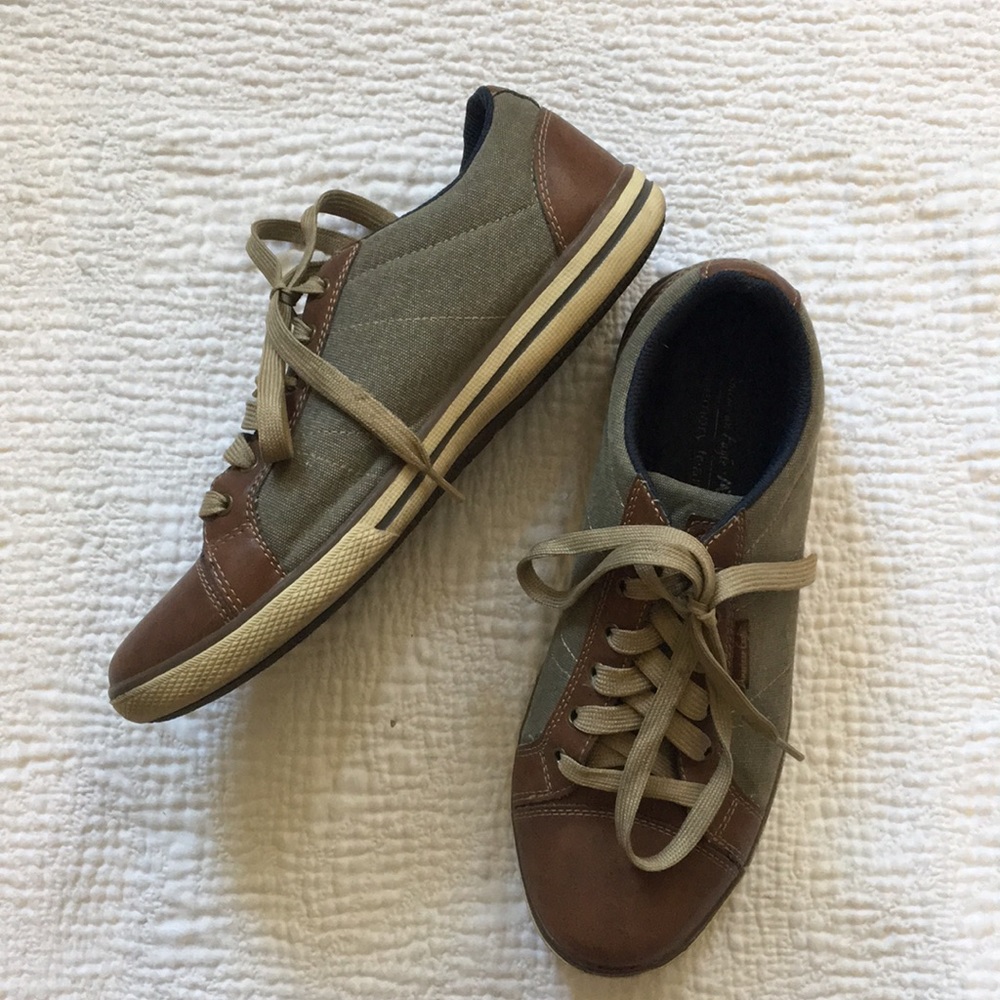 American Eagle Brown Fabric + Leather Sneakers